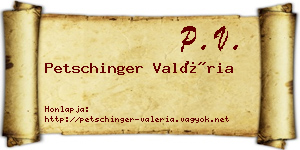 Petschinger Valéria névjegykártya